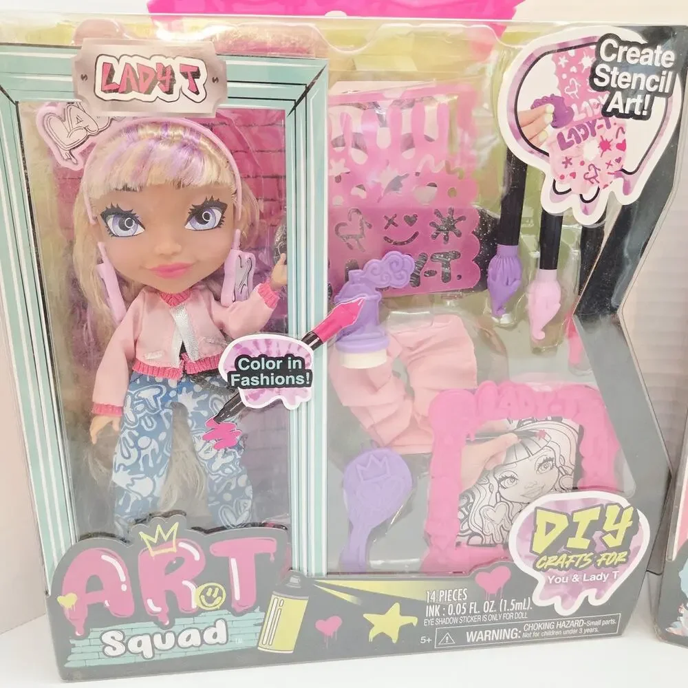 Art Squad Dolls Layla Serena DIY Create Paint Art Fashion Dolls NEW Sealed Lot